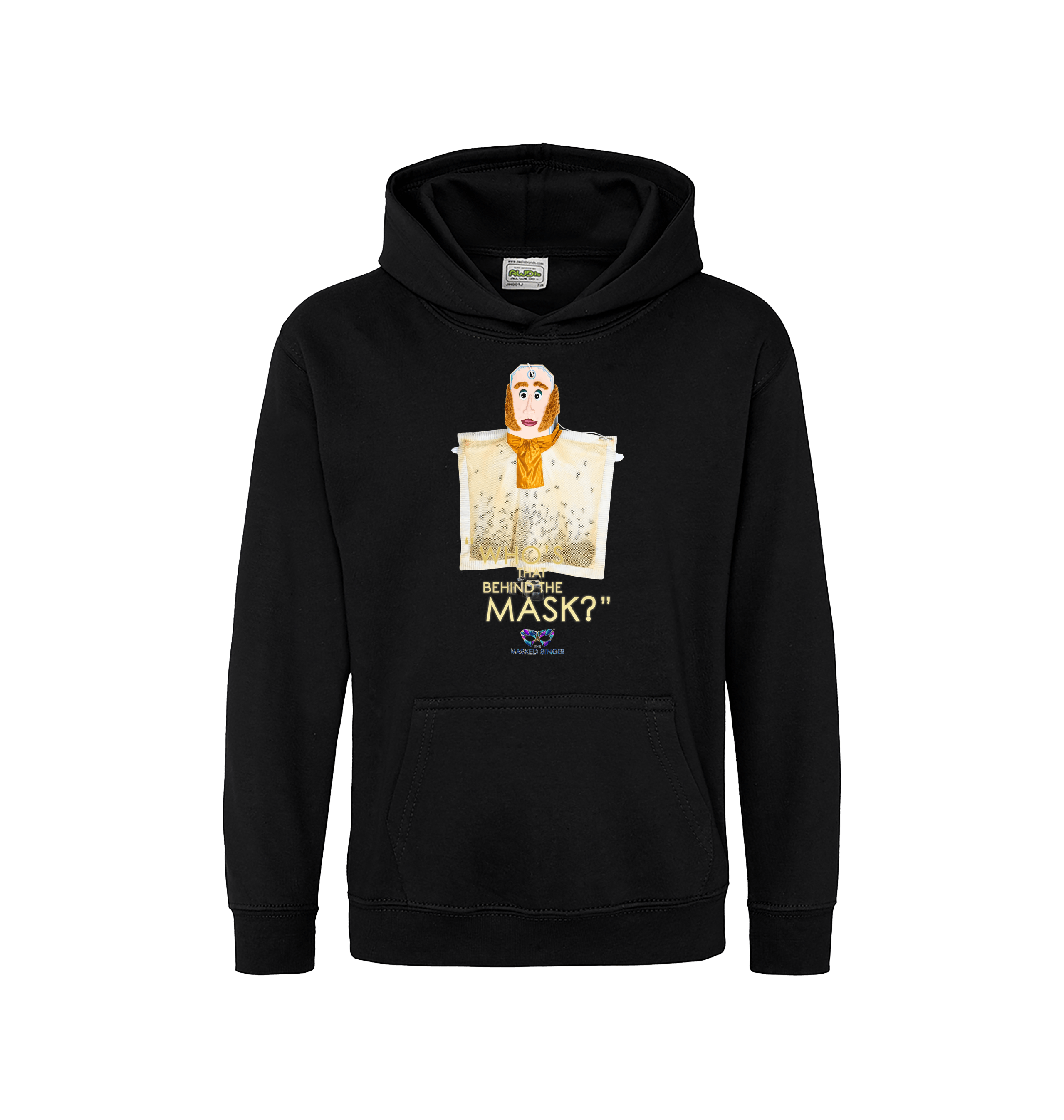 Deep Black Printed Kids Hoodie Front